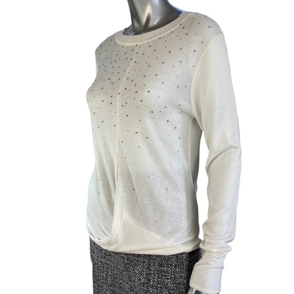 Neiman Marcus White Embellished Rhinestone Top S - Picture 3 of 7